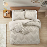 Beige King PolYester 180 Thread Count Washable Duvet Cover Set